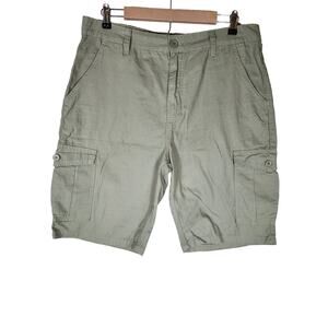 FIRE AND RAIN Men's Green Textured Cotton Lightweight Cargo Hiking Shorts SZ 38